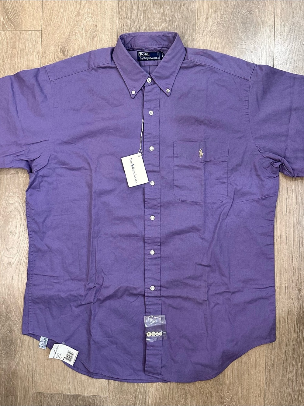 NWT Ralph Lauren Purple Short-Sleeve Button-Down Chemise Sport Shirt Size M